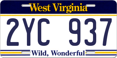 WV license plate 2YC937