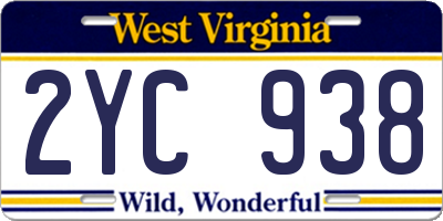 WV license plate 2YC938