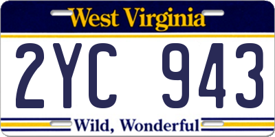WV license plate 2YC943