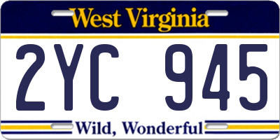 WV license plate 2YC945