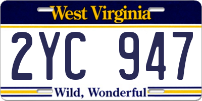 WV license plate 2YC947