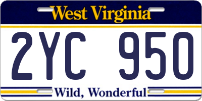 WV license plate 2YC950