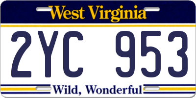 WV license plate 2YC953
