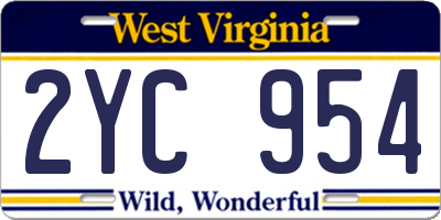 WV license plate 2YC954
