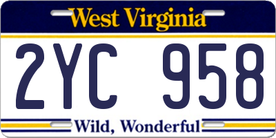 WV license plate 2YC958