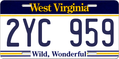 WV license plate 2YC959