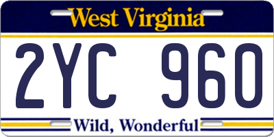 WV license plate 2YC960