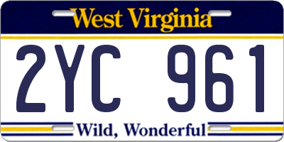 WV license plate 2YC961