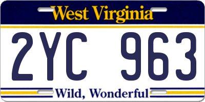WV license plate 2YC963