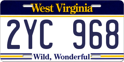 WV license plate 2YC968