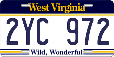 WV license plate 2YC972