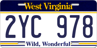 WV license plate 2YC978