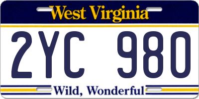 WV license plate 2YC980