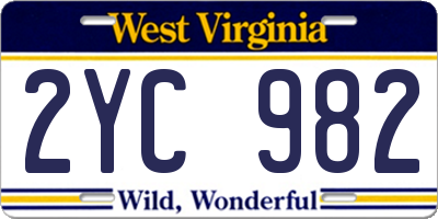 WV license plate 2YC982