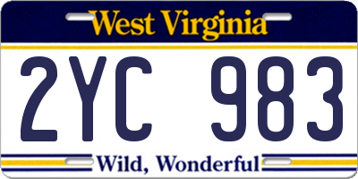 WV license plate 2YC983