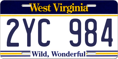 WV license plate 2YC984