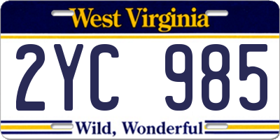 WV license plate 2YC985