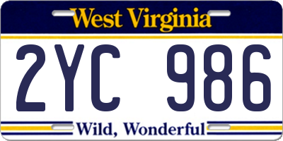 WV license plate 2YC986
