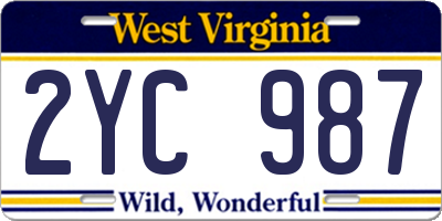 WV license plate 2YC987