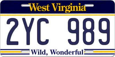 WV license plate 2YC989