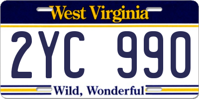 WV license plate 2YC990