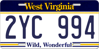 WV license plate 2YC994