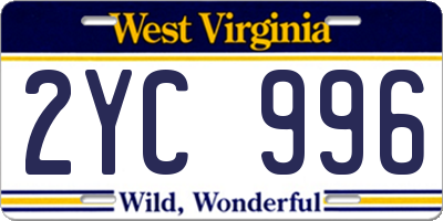 WV license plate 2YC996