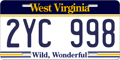 WV license plate 2YC998