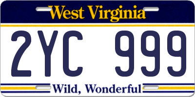 WV license plate 2YC999