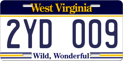 WV license plate 2YD009