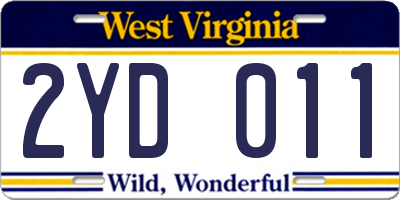 WV license plate 2YD011