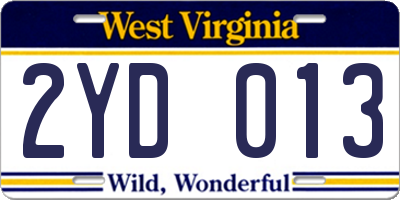 WV license plate 2YD013