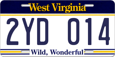 WV license plate 2YD014