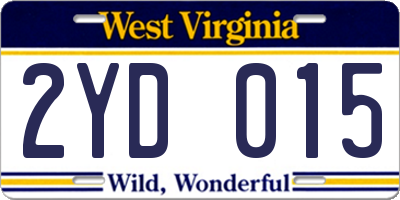 WV license plate 2YD015