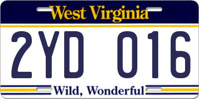 WV license plate 2YD016