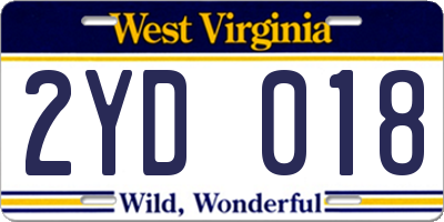 WV license plate 2YD018