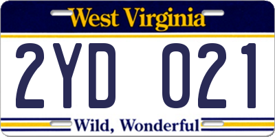 WV license plate 2YD021