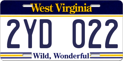 WV license plate 2YD022