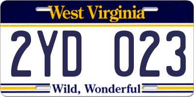 WV license plate 2YD023