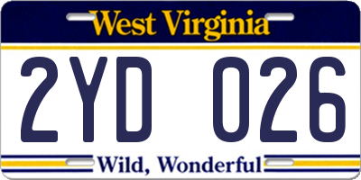 WV license plate 2YD026