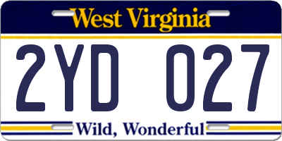 WV license plate 2YD027