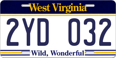 WV license plate 2YD032
