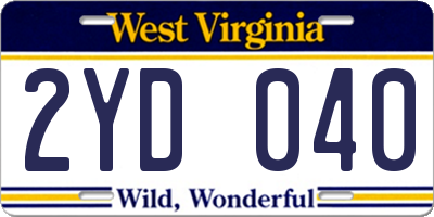 WV license plate 2YD040