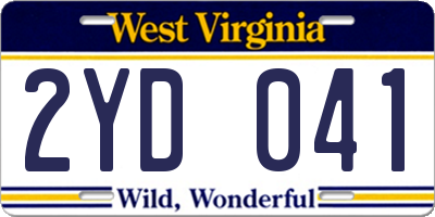 WV license plate 2YD041
