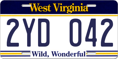WV license plate 2YD042