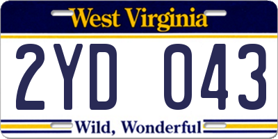 WV license plate 2YD043