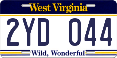 WV license plate 2YD044