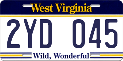WV license plate 2YD045