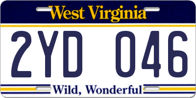 WV license plate 2YD046