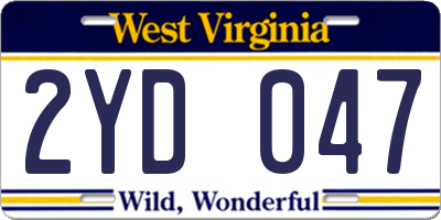 WV license plate 2YD047